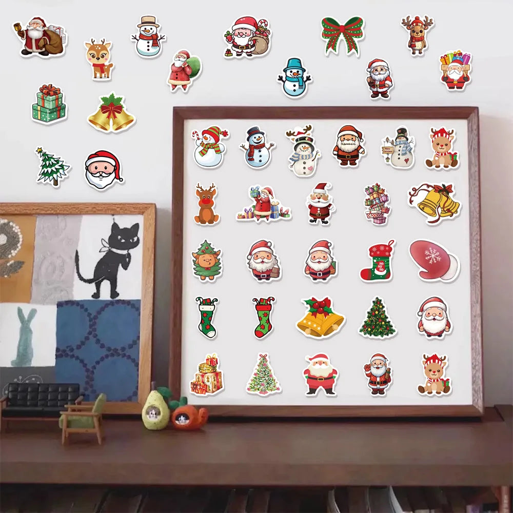 50/100PCS Kawaii Cartoon Santa Claus Aesthetic Stickers Toys Diary Laptop Scrapbook Decoration Graffiti Waterproof Stickers