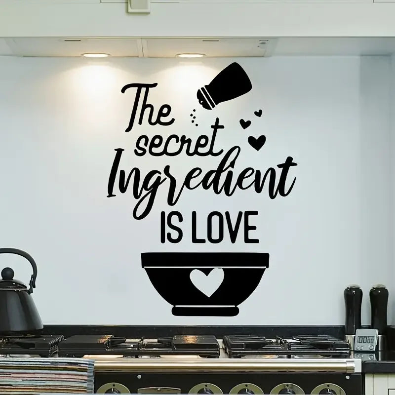 1pc "The Secret Ingredient is Love" Kitchen Wall Decal - Removable Self-Adhesive Contemporary Plastic Home Decor with Playful He