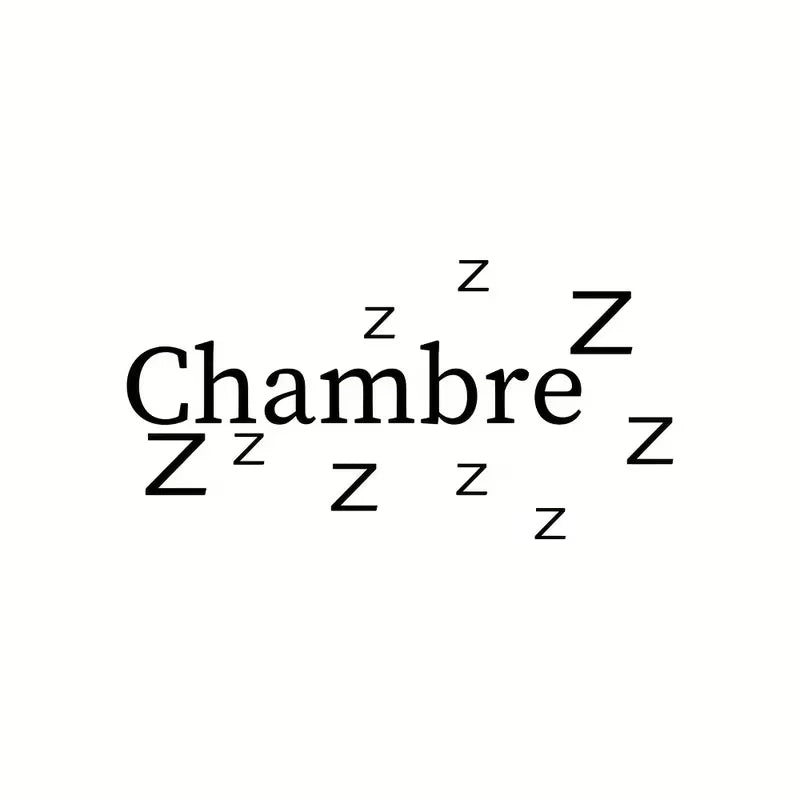 1pc French Country Style "Chambre" & Zzz Sleep Design Self-Adhesive Door Sticker - Black Lettering on White Background, Durable