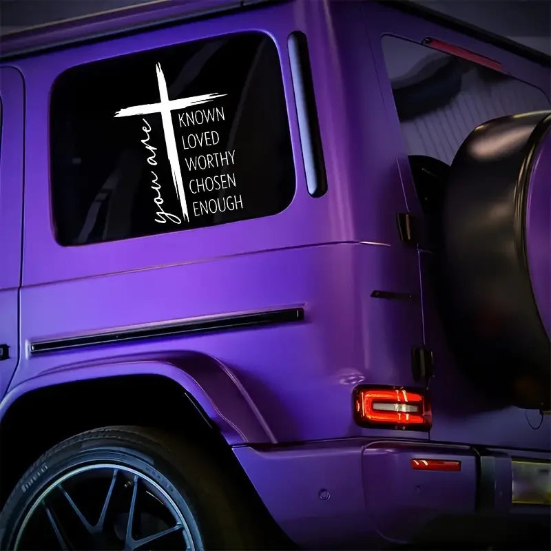 You Are Known Loved Worthy Chosen Enough Cross Fun Bumper Stickers, Car Decals, Vinyl Stickers For Cars, Trucks, Vans, Laptops,