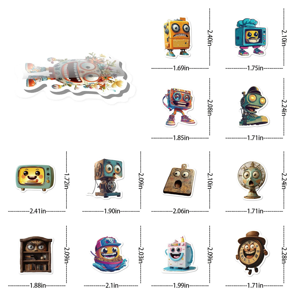 50PCS Cartoon Retro Small Tool Graffiti Stickers Waterproof DIY Hand Account Guitar Skateboarding Luggage Stickers