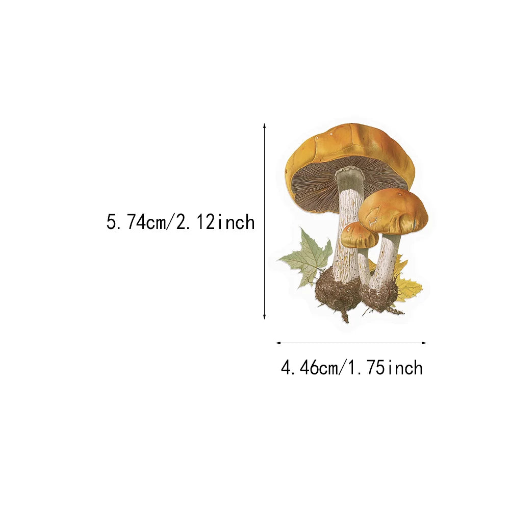 50PCS Retro Mushroom Decorative Cartoon Stickers Fun Stickers DIY Manual Scrapbook Fixed Phone Laptop Stickers Toy
