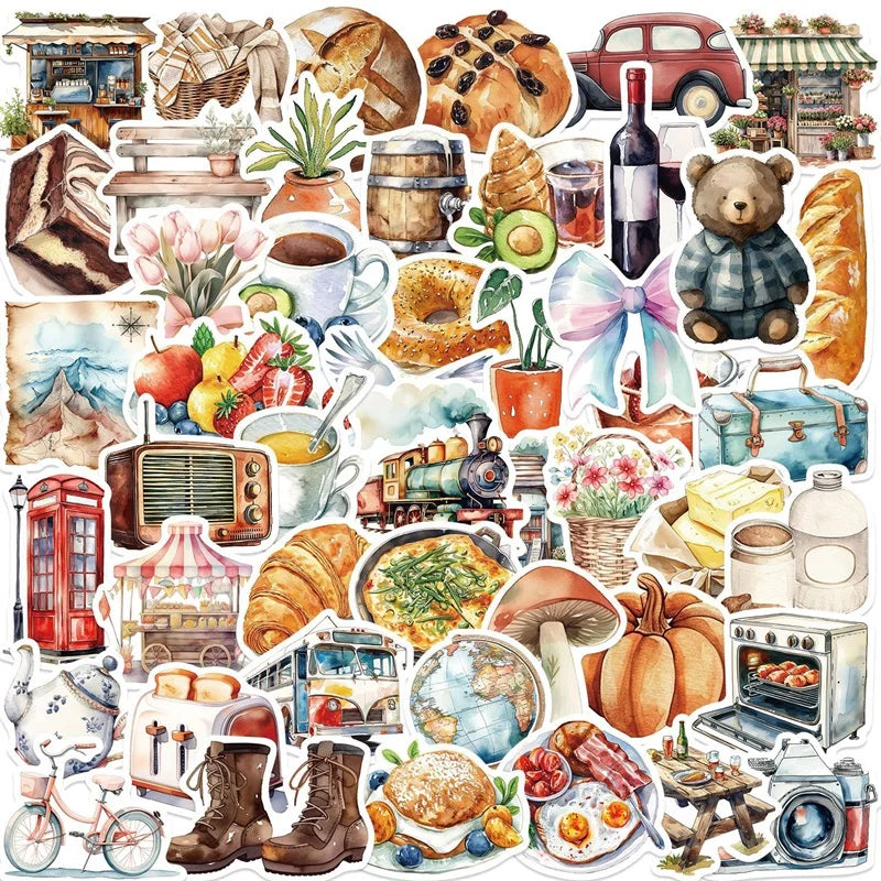 10/30/50PCS Cute Bread Life PVC Sticker Aesthetic Children's Decoration Scrapbooking Korean Stationery School Supplies for Kids