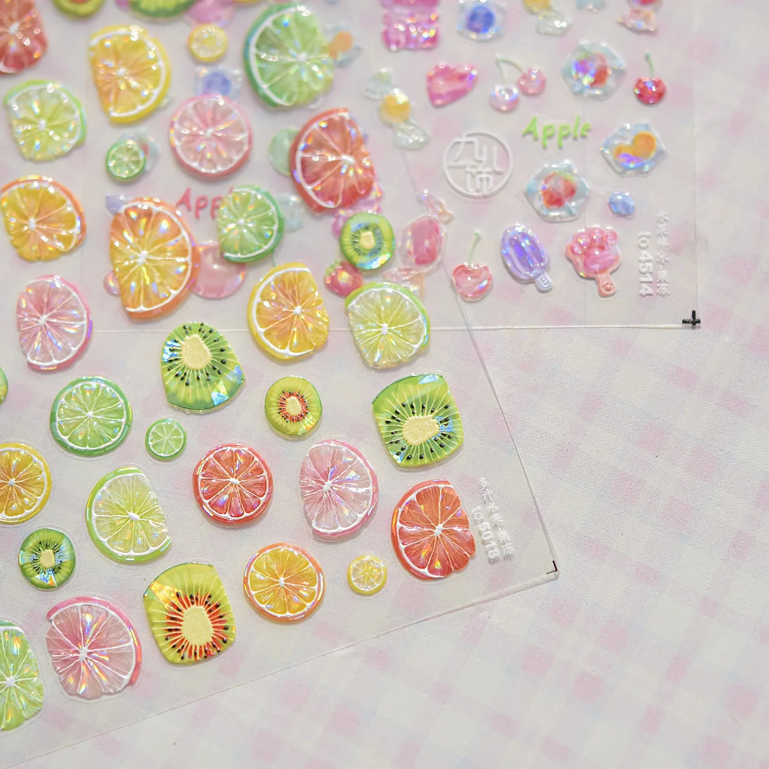 Colored Lemon Jelly Nail Stickers 5D Sweet Fruits Cartoon Calw Bear Candy Self Adhesive Nail Art Stickers DIY 3D Cute Nail Parts