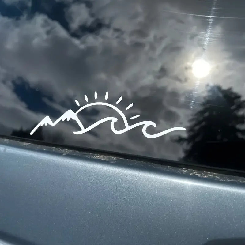 Sun Mountain Slope Vinyl Decal Mountain Sea And Sun Lover Stickers Vinyl Creative Fun Car Stickers, Motorcycles, Trucks, Laptops