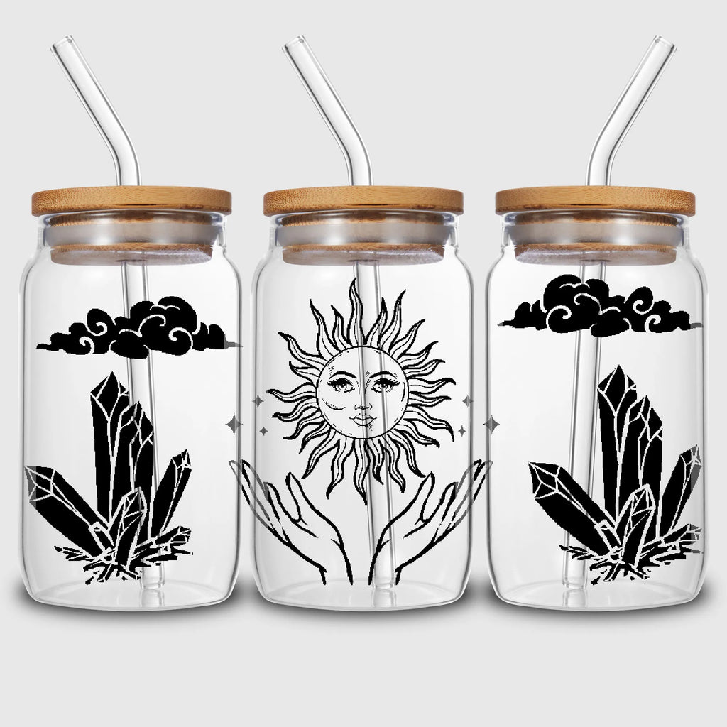5 sheets Magic Cat UV DTF Glass Cup Wrap Transfer Stickers, DTF Transfer Stickers, Waterproof Wipe-Off Transfer Stickers