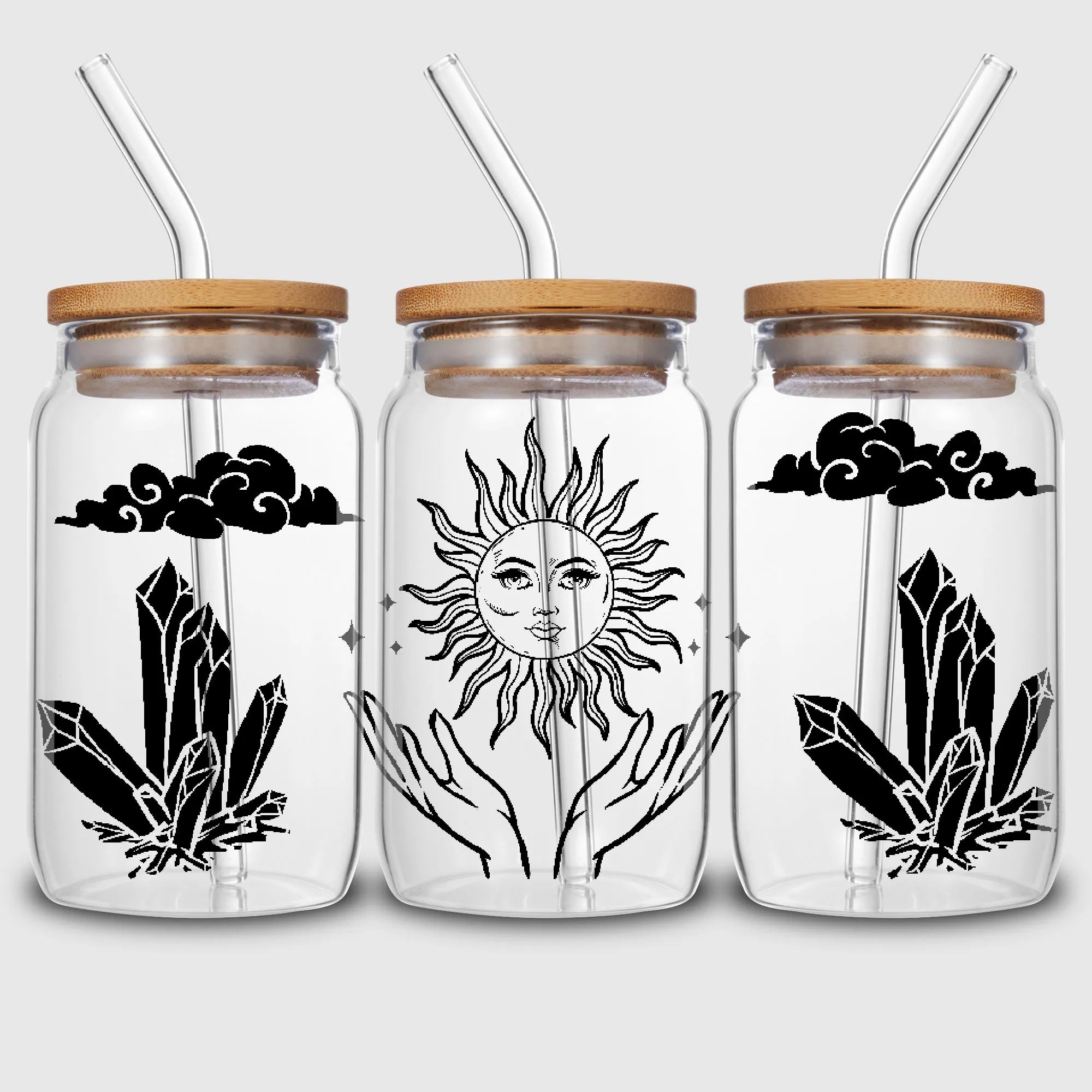 5 sheets Magic Cat UV DTF Glass Cup Wrap Transfer Stickers, DTF Transfer Stickers, Waterproof Wipe-Off Transfer Stickers