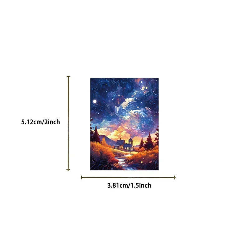 10/30/50PCS Cartoon Starry Sky Paint PVC Sticker Aesthetic Decoration Scrapbooking Sketchbook Korean Stationery School Supplies