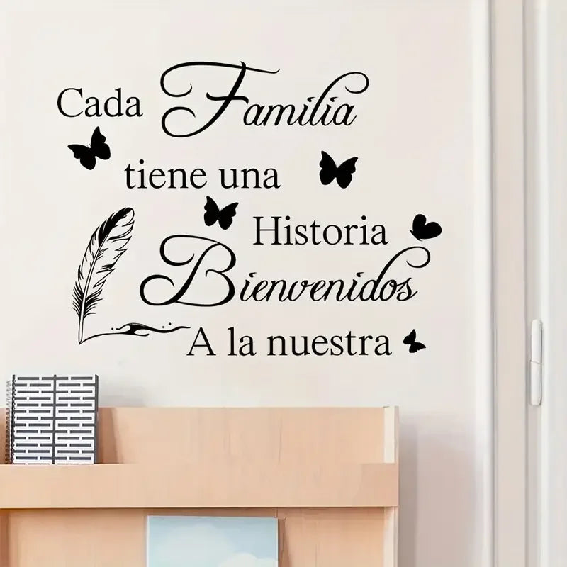 Spanish Family Quote Wall Stickers, Easy to Peel And Stick PVC Wall Decals, Home Office Decor, Room Decoration, Modern Home Deco
