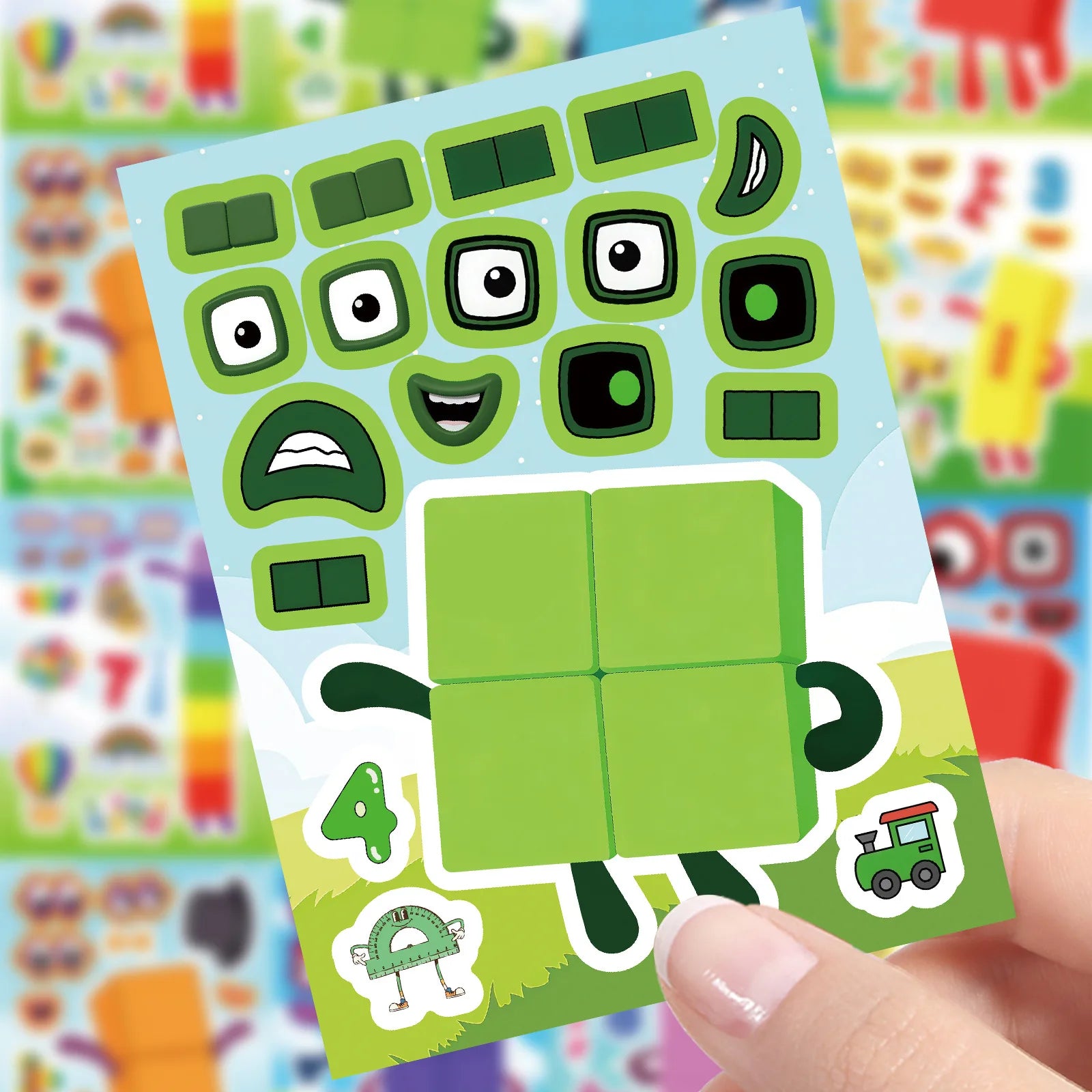 8/16 Pcs Cartoon Number Block Puzzle Make A Face Stickers Educational DIY Game for Laptop Desk Toy Shelf Drawer Shoe Rack Decals