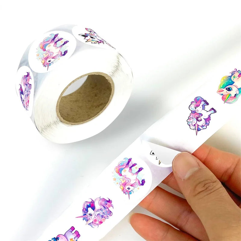 500PCS Kawaii Unicorn Sticky Paper Sticker Labels Thank You Sticker Sealing DIY Decoration Scrapbooking Stationery Supplies