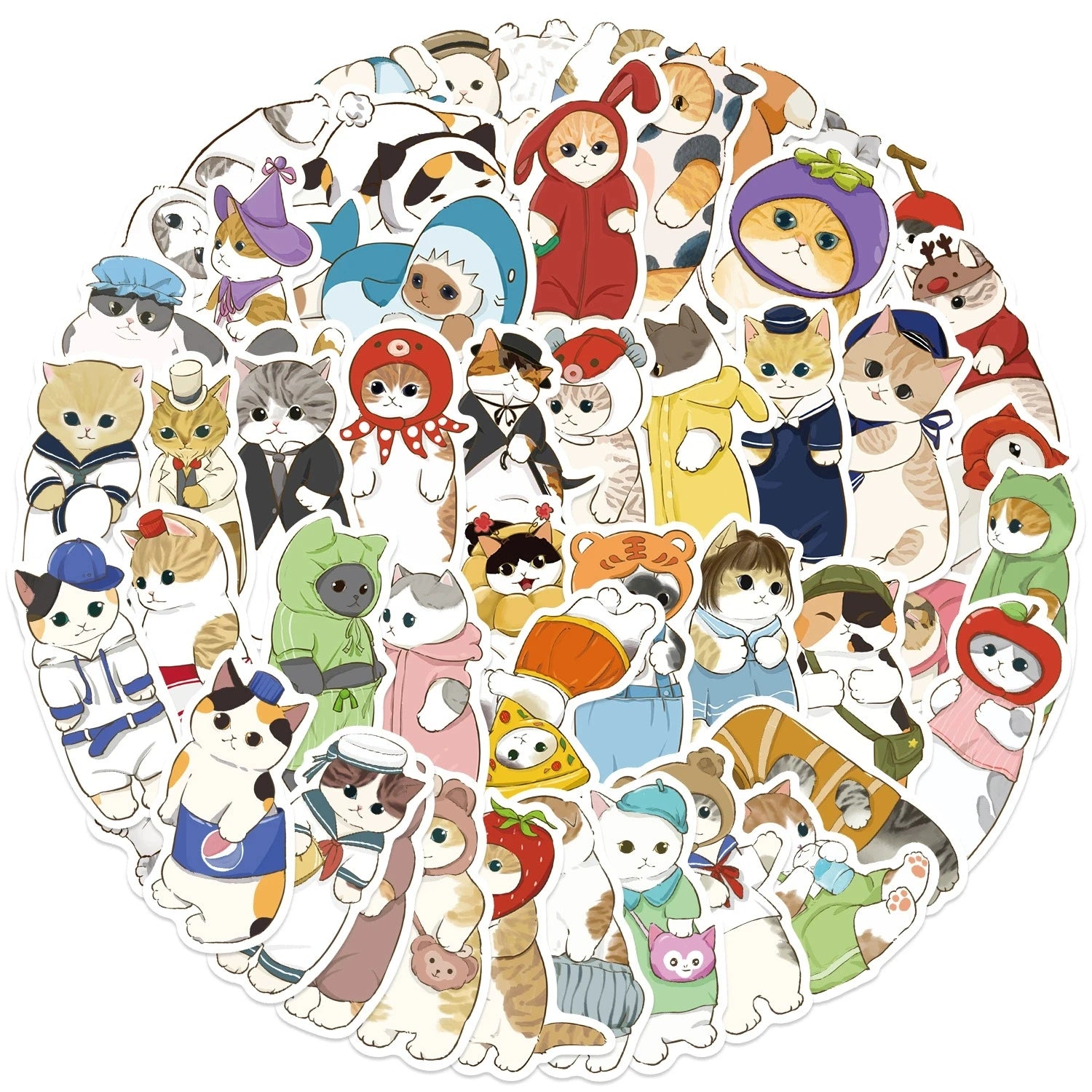 50/100PCS Cartoon Cute Headsets with Cat Graffiti Stickers Decorative Guitar Notebook Luggage DIY Stationery Stickers