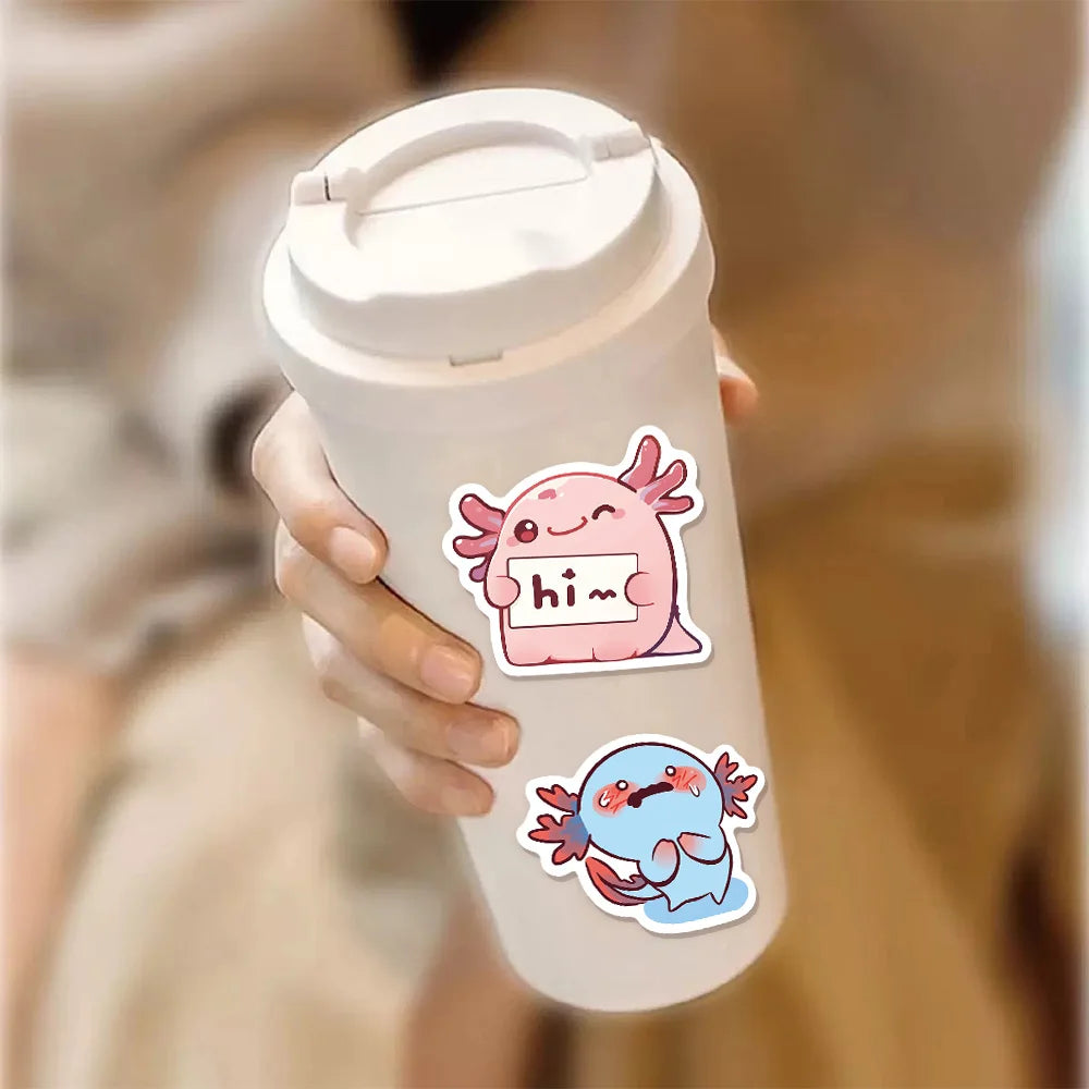 50PCS Cartoon Animal Fun Axolotl Graffiti Stickers DIY Manual Scrap Book Tablet Trendy Decoration Toy Stickers