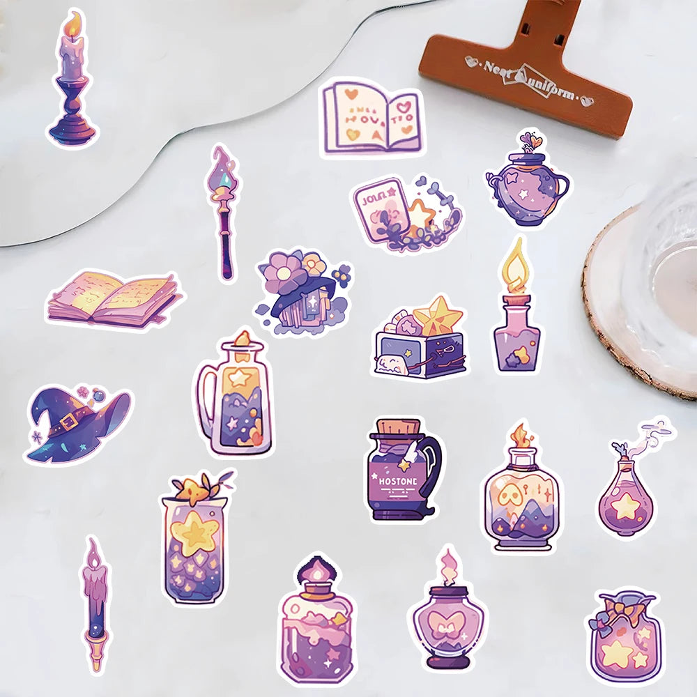 50PCS Cute Cartoon Magic Potion Sticker Decals Living Room Laptop Luggage Art Picture Landscape Skateboard Decoration Stickers