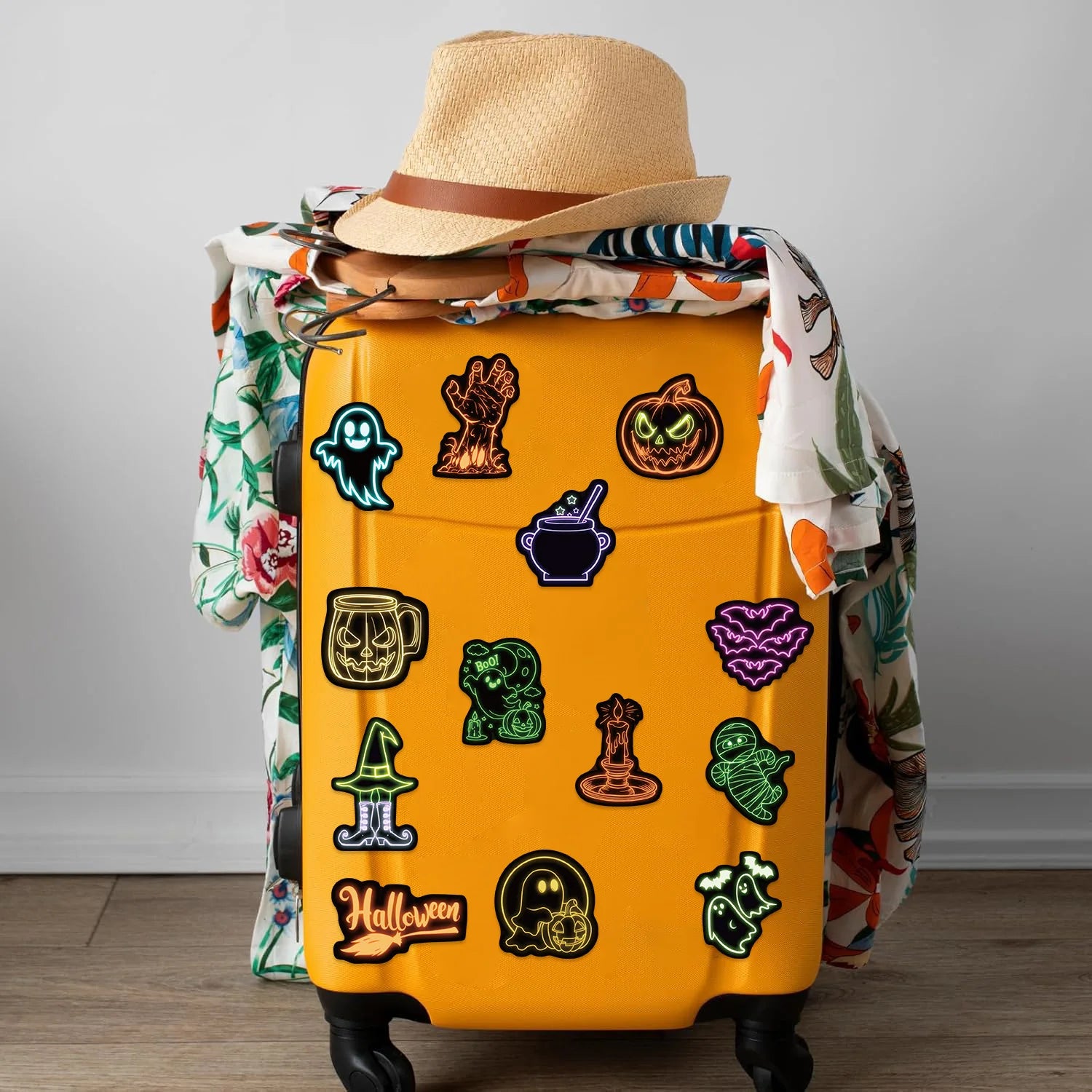 100PCS Cartoon Neon Halloween Graffiti Stickers DIY Decoration Guitar Notebook Luggage DIY Waterproof Stickers