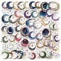 50PCS Dreamy Starry Moon PET Sticky Sticker Aesthetic Tear Open DIY Decoration Scrapbooking School Stationery Supplies for Kids