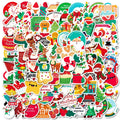 100PCS Red Christmas Theme Waterproof Stickers Decorative Windows Gifts Water Cups Stationery Stickers