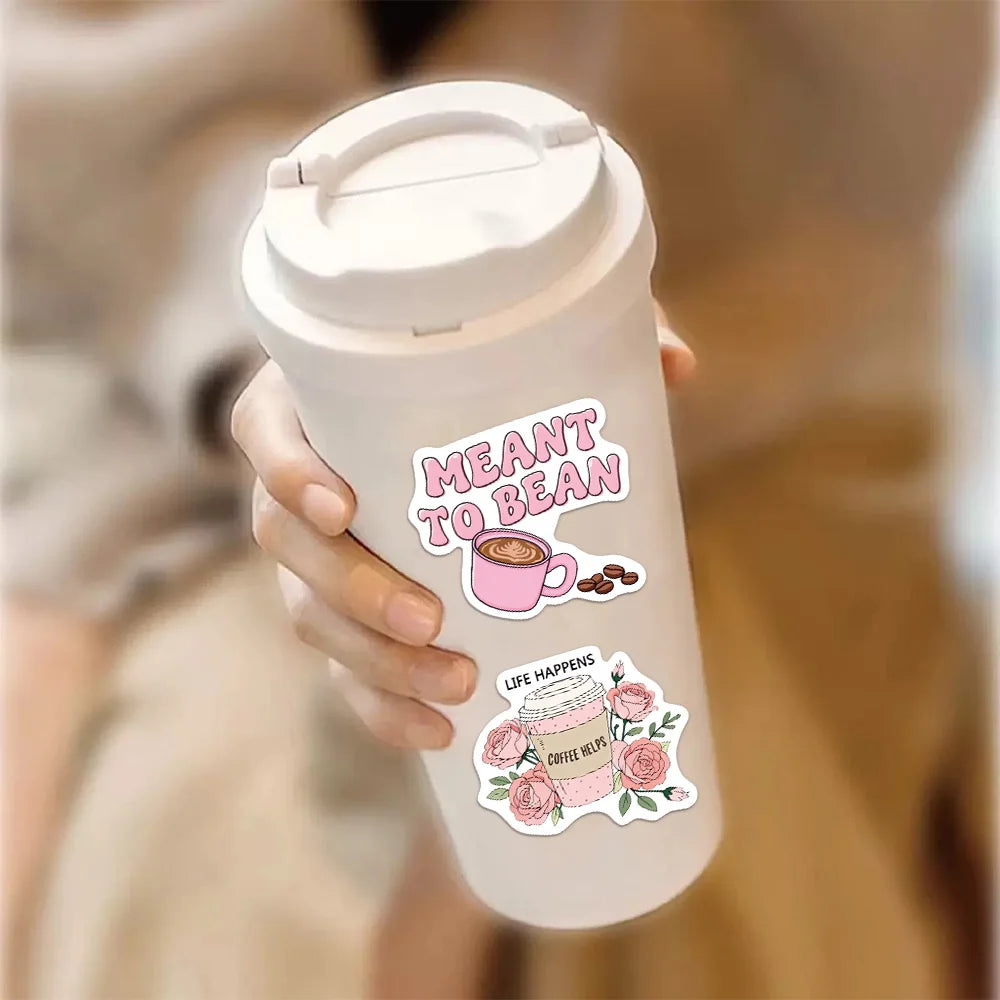 50PCS Funny Coffee Graffiti Stickers DIY Luggage Scooter Water Cup Computer Tablet Waterproof Stickers