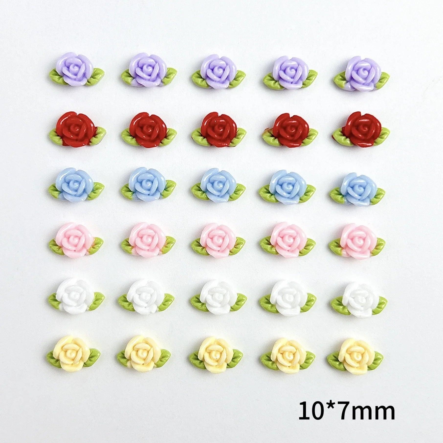 Leaf Flowers Nail Charms 3D Resin Luminous Rose Nail Decorations 10*7mm Multi Colors Flowers Trendy Nail Arts Accessory DIY 10pc