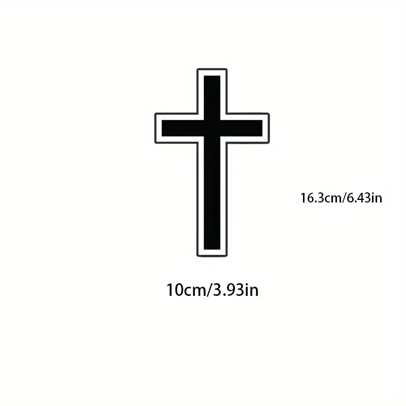 Cross Decal (black) Faith, 6.43in×3.93in| For Cars, Trucks, Laptops, Cups, Windows, Glass, Walls, Indoor And Outdoor Use, Vinyl