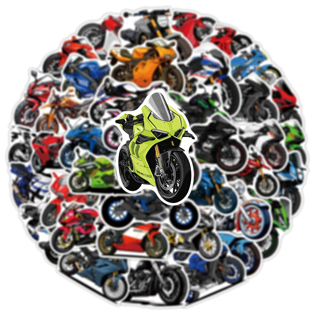 100PCS Cartoon Motorcycle Graffiti Stickers Decorative Luggage Notebook Car Waterproof Stationery Stickers