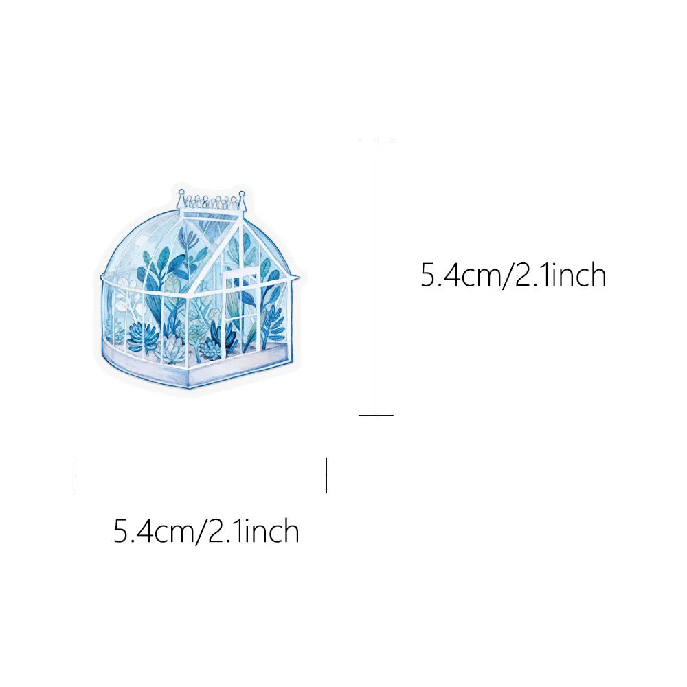 50-Pack Waterproof Transparent PET Flower Stickers for DIY Decoration Student Stationery Luggage Phone Cute Garden Theme