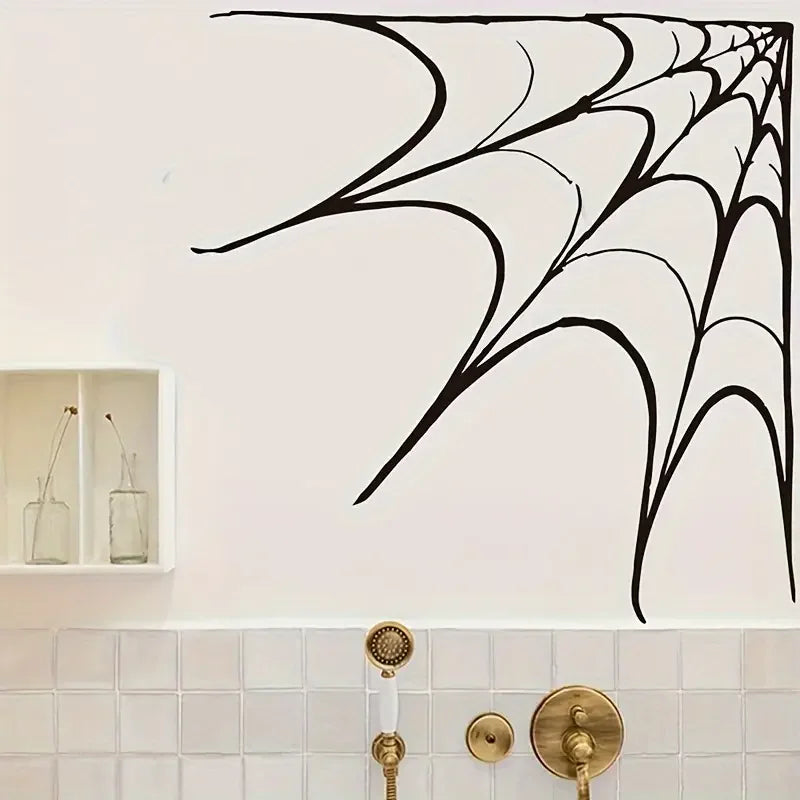 Classic Halloween Spider Web Wall Decal - Removable PVC Sticker, Static Cling, Perfect for Living Room, Bedroom, Entryway Decor,
