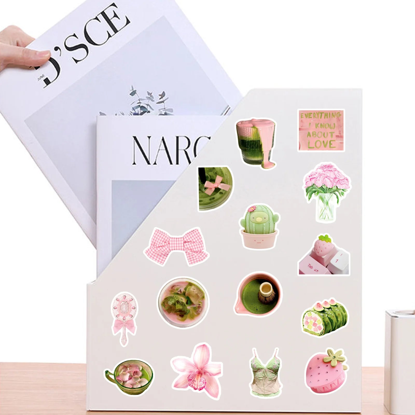 50-Pack Summer Fresh Pink Green Korean Style Waterproof Stickers for Phone Skateboard Notebook Luggage INS Aesthetic Decals