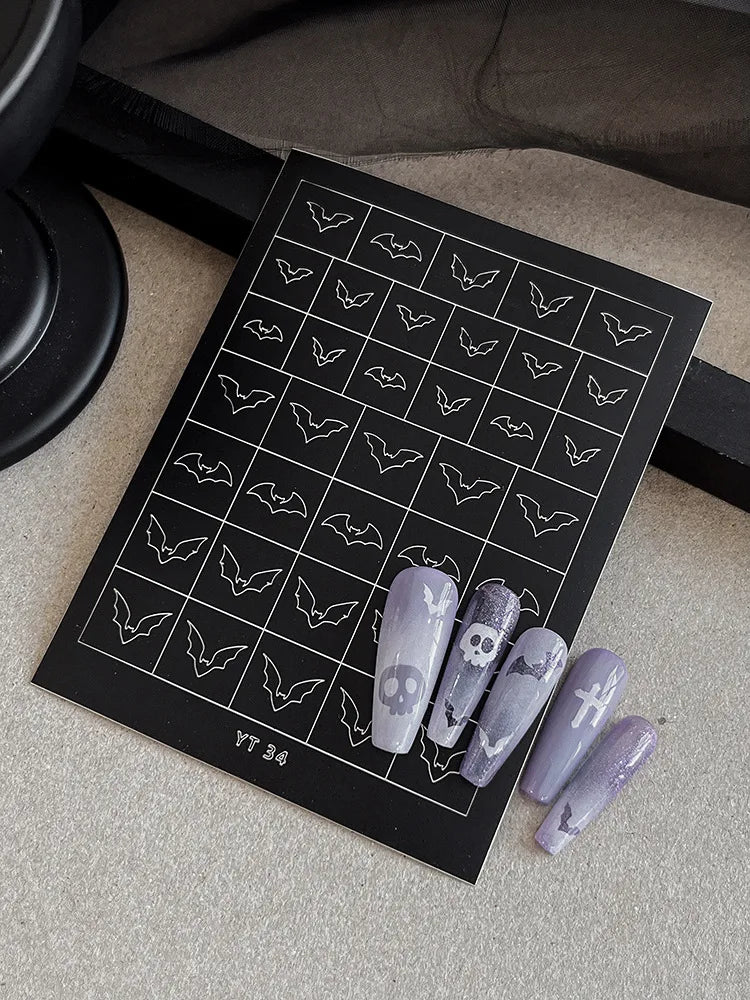 Jelly Halloween Skeleton Stickers Nail Art Cool Evil dark style decorative Nails Sticker DIY Trendy Manicure Ornaments Supplier