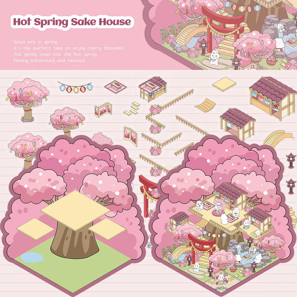 Cartoon Fairy Tale Candy House Coffee Scene 3D Landscaping Stickers Creative Pasting Nostalgia Account Creative Gift Wall Decals