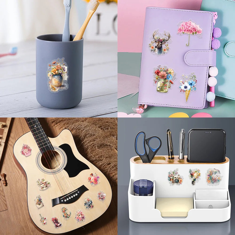 58PCS Transparent and Creative Graffiti Stickers for Luggage Water Cups Skateboards Notebooks Stationery Stickers