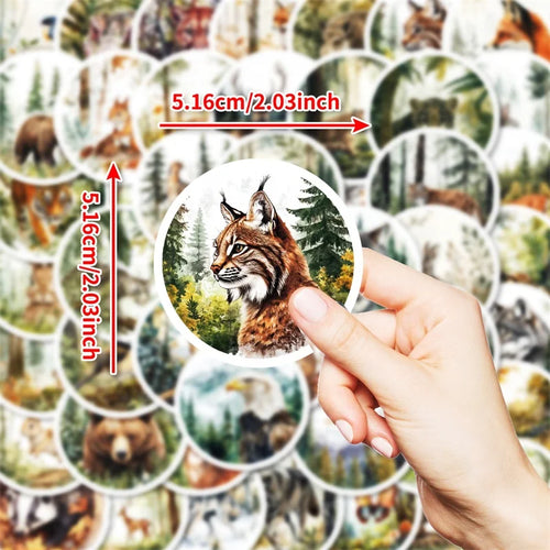 10/30/50PCS Kawaii Round Animal Sticky PVC Sticker Aesthetic Stationery DIY Decoration Scrapbooking School Supplies for Kids