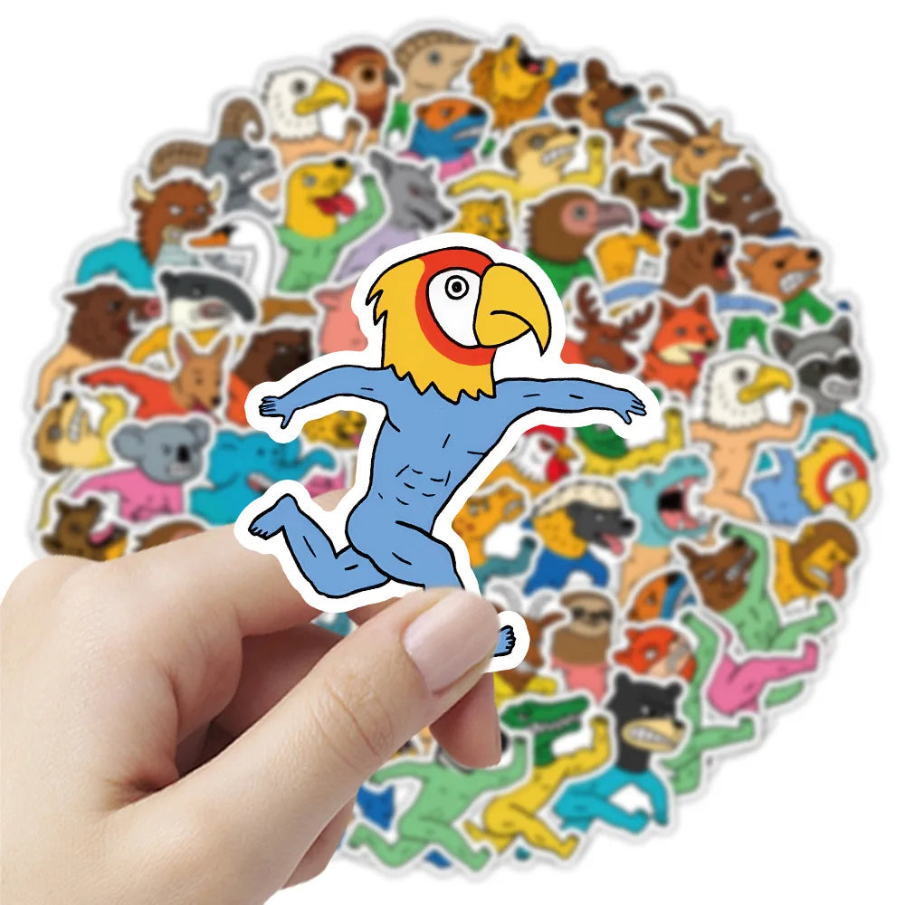 50/100PCS Animal Freak Sticker Animal Race Running Creative Water Cup Computer Decoration Stickers