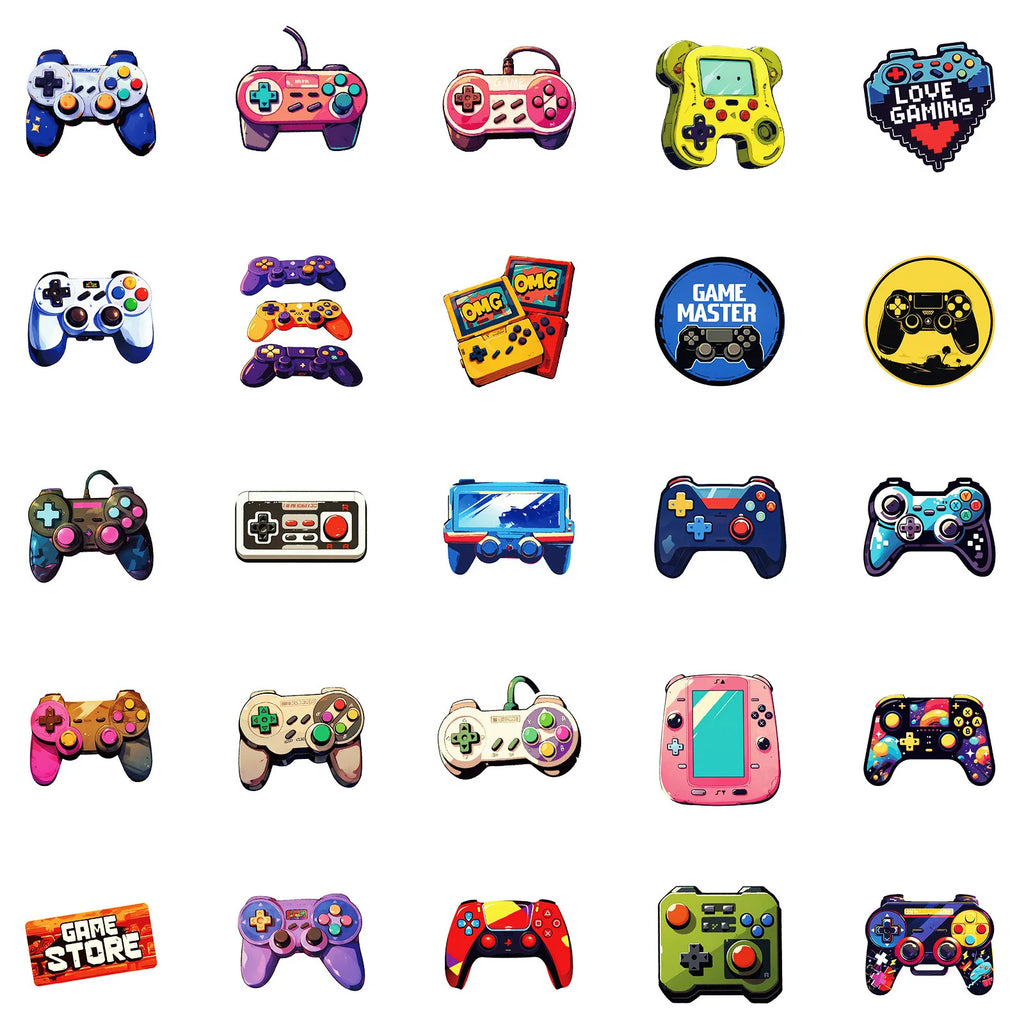 50/100PCS Cartoon Hand Drawn Controller Game Console Graffiti Waterproof Decor Sticker DIY for Laptop Stationery Notebook