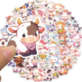 50pcs Rainbow Cow Cartoon Decals Graffiti Vinyl Waterproof Stickers for Adults Teen Decorated Suitcase Water Bottle DIY Phone