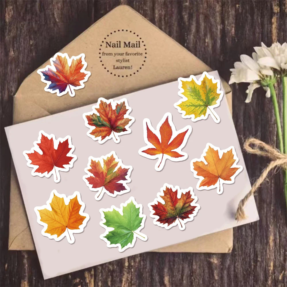 500PCS Autumn Maple Leaf Cartoon Reward Stickers DIY Phone Cases, Water Cups, Envelopes, Notes, Reward Gifts, Stamps, Stickers