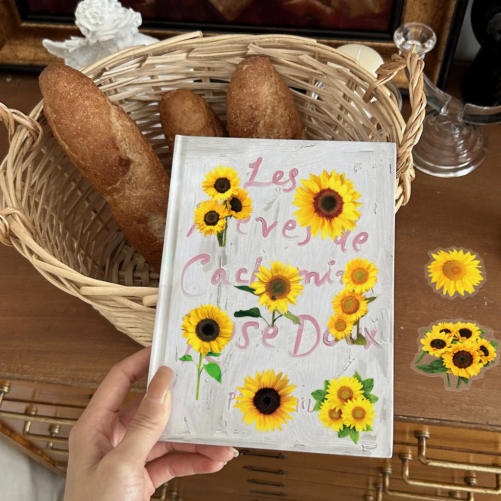 150PCS MIX Hydrangea & Sunflower & Daisy Graffiti Stickers Small Fresh Flowers Plant Decor Stationery Notebook Plastic Sticker