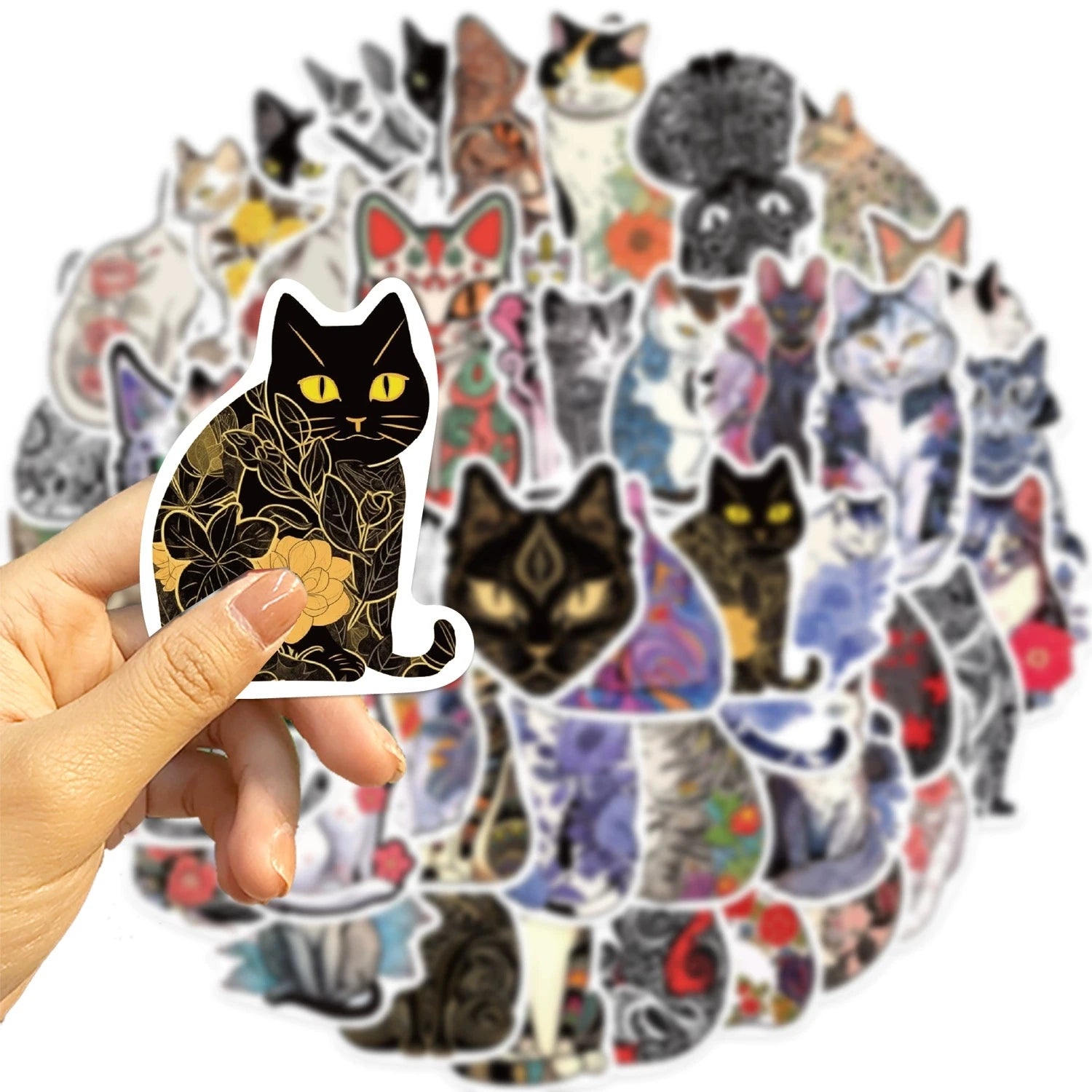 50/100PCS Cartoon Tattoo Cat Graffiti Stickers Guitar Notebook Luggage DIY Waterproof Stationery Stickers