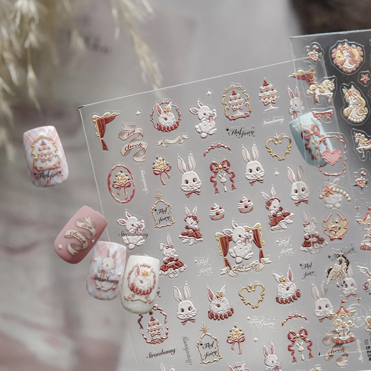 Halloween Nails Sticker 5D Embossed Cartoon Nail Art Stickers Retro Rabbit Self Adhesive Stickers For Nails DIY Manicure Decals