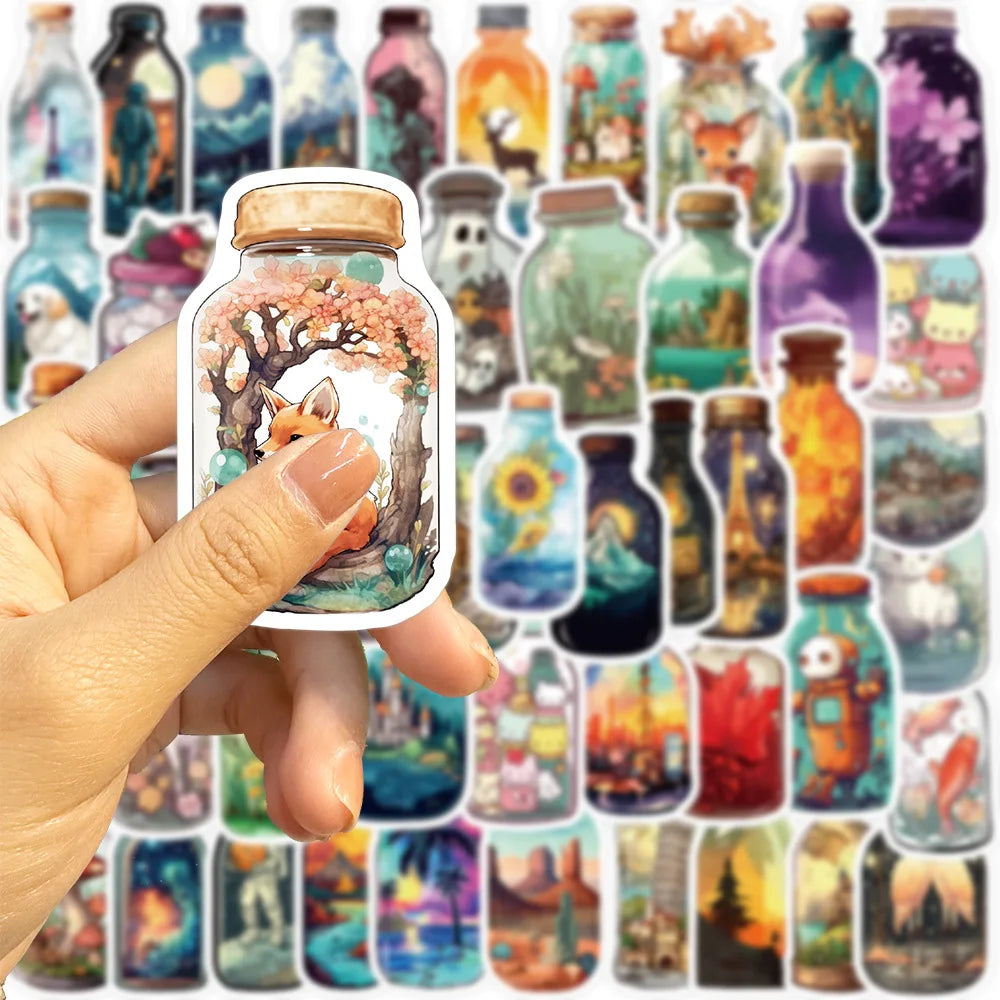 50/100PCS Bottle World Graffiti Stationery Notebook Stickers Water Bottles Creative DIY Skateboard Waterproof Decoration Sticker