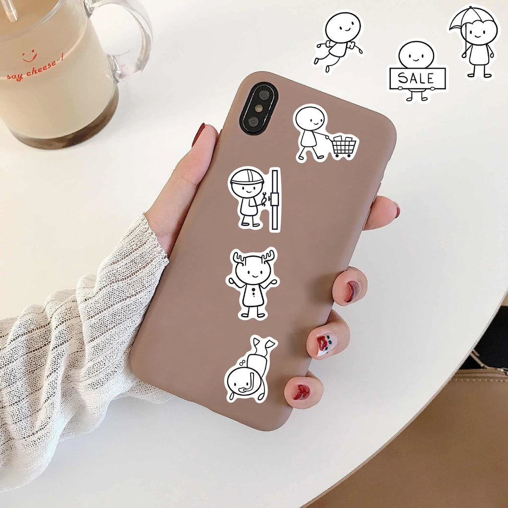 66PCS Q version of small character painting Stickers Cartoon Cafe Scrapbook Stationery Water DIY Bottle Laptop Decals Sticker
