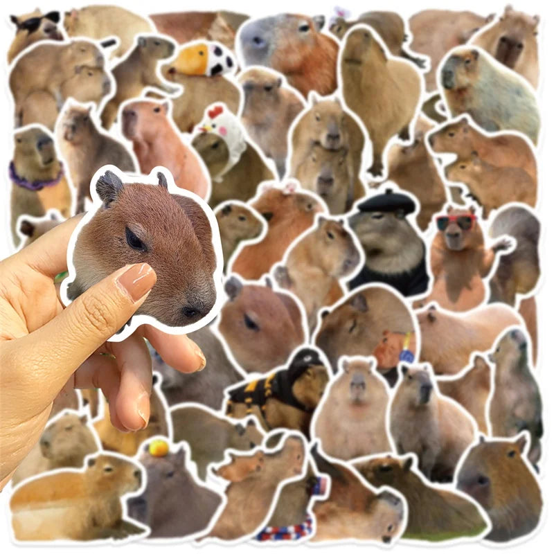 10/30/50PCS Cute Capybara PVC Sticky Sticker Aesthetic Children's Stationery DIY Decoration Scrapbooking School Supplies