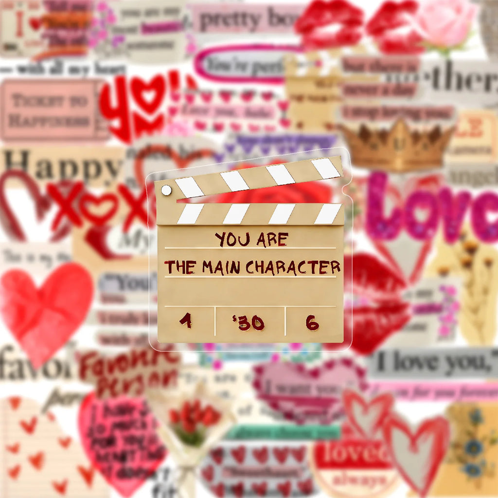 50/100 Pcs Retro Fresh Valentine Theme PET Clear Stickers DIY for Phone Laptop File Holder Desk Window Atmosphere Decor Decals