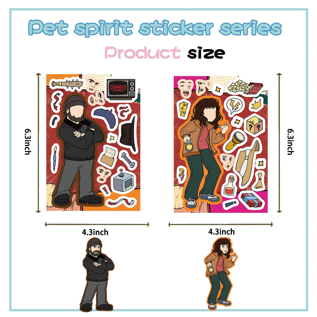 8/16 Pcs Cartoon People Jigsaw Puzzle Stickers DIY Toys for Reward Stationery Box Notebook Fridge Helmet Suitcase Piano
