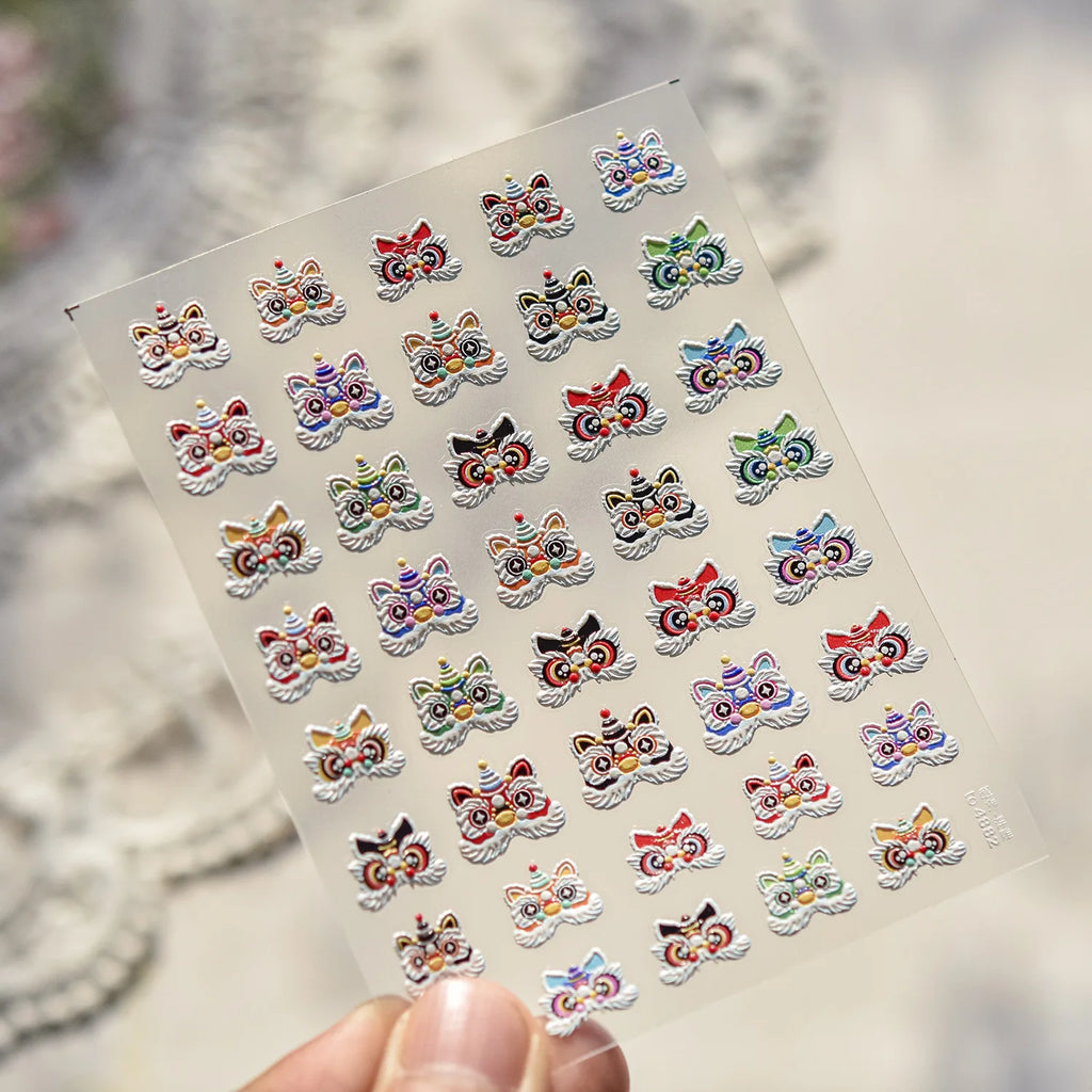 3D Thin and Tough Nail Stickers New Year Red Horse Paper-cutting Window Decorations Nail Art Stickers DIY Nails Accessory Decals