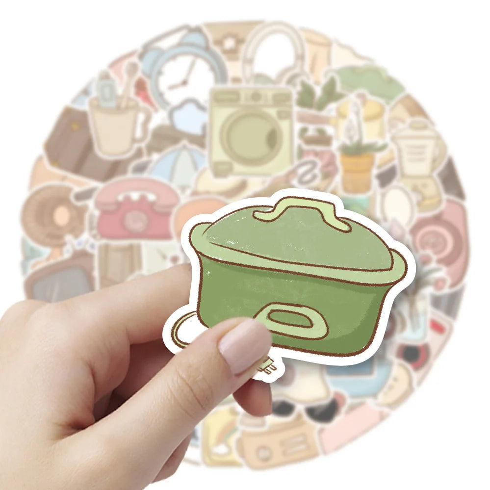 60/120Pcs Ins Style Hand Drawn Furniture Stickers DIY Furniture Fridge Storage Box Cabinet Wardrobe Printer Waterproof Decals