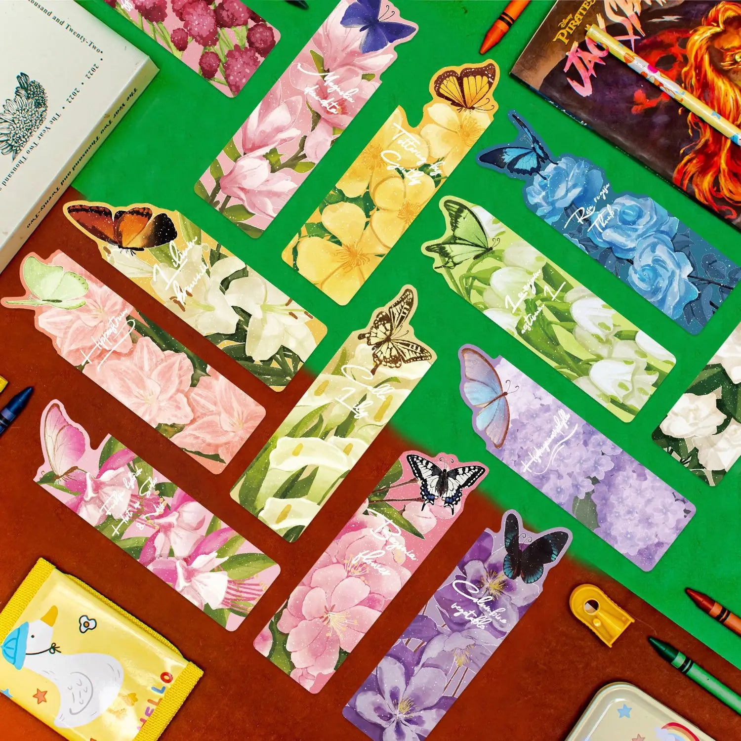30Pcs Butterfly Floral Series Simple Hand-Account Literary Creative Material Ins Reading Bookmark DIY