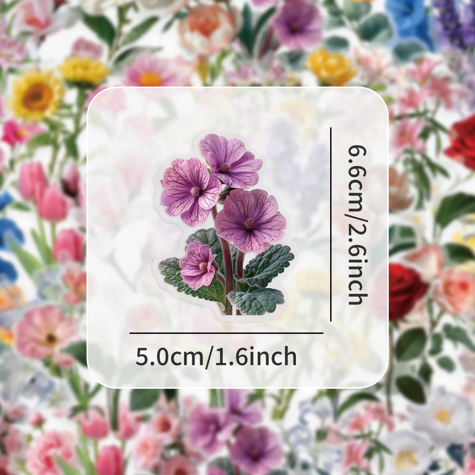 50 Pcs Flower Transparent PET Waterproof Stickers Natural Plants Decoration Mobile Phone Case DIY Stickers