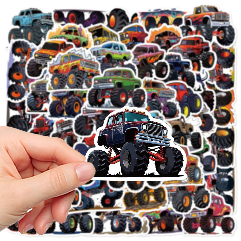 50/100PCS Cartoon Creative Monster Truck Stickers Laptop Luggage DIY Waterproof Decorative Stickers