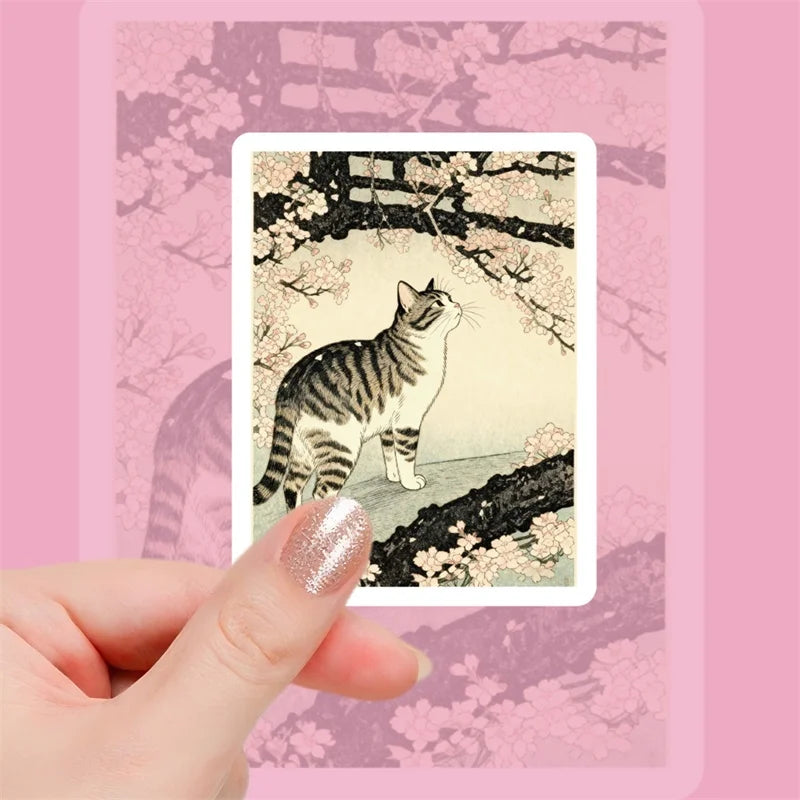 10/30/56PCS Kawaii Japanese Cat Colored PVC Sticky Stickers Aesthetic DIY Phone Laptop Luggage Skateboard Graffiti Decals